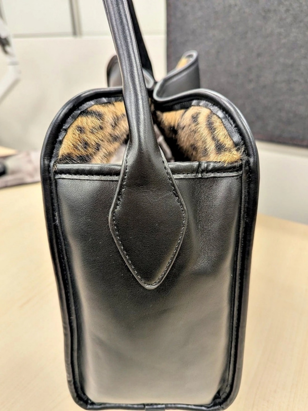 BCBG Leopard Print Faux Fur Lined Tote